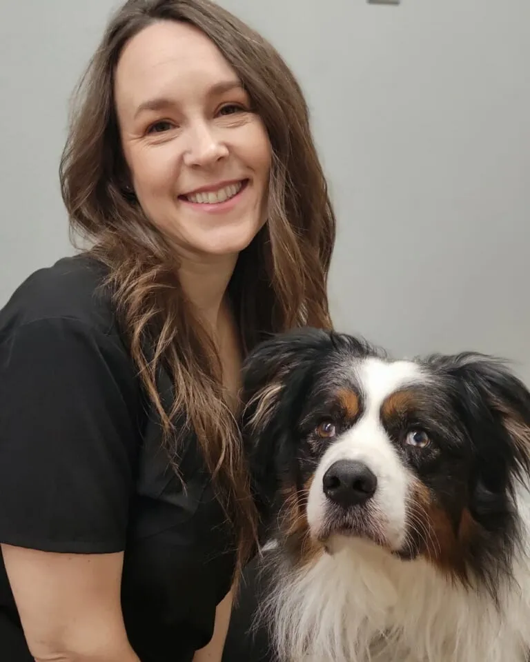 Mandy Edwards with an Australian Shepherd